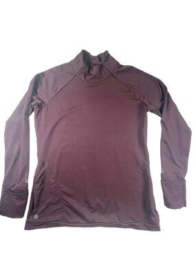 Athleta Plum Purple Mock Neck Pullover Thumbholes Reflective Large